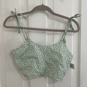 Green Flower Crop Top